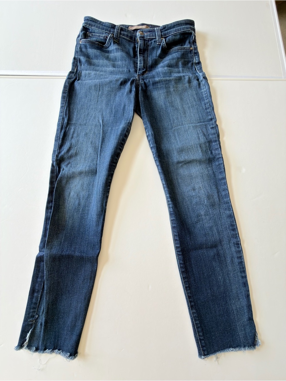 Joe's Jeans High Waisted Medium Wash Raw Fray Hem Skinny Jeans